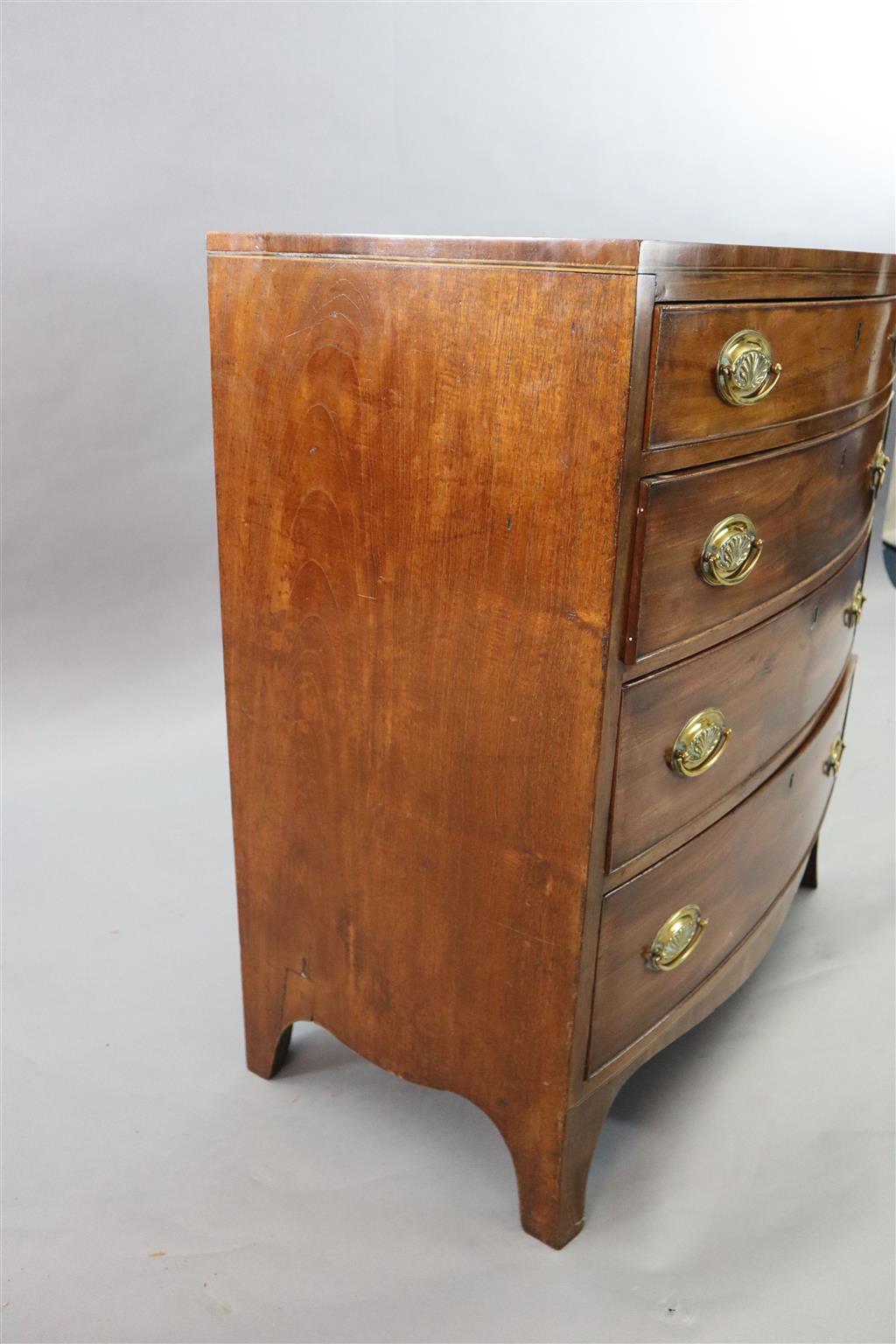 A small Regency mahogany bowfront chest, W.2ft 6in. D.1ft 4.5in. H.2ft 9in.